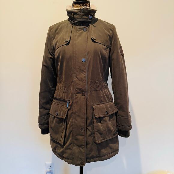 DKNY Womens Olive Army Green Water Resistant Anorak Utility Coat Jacket XS Small - Picture 5 of 16